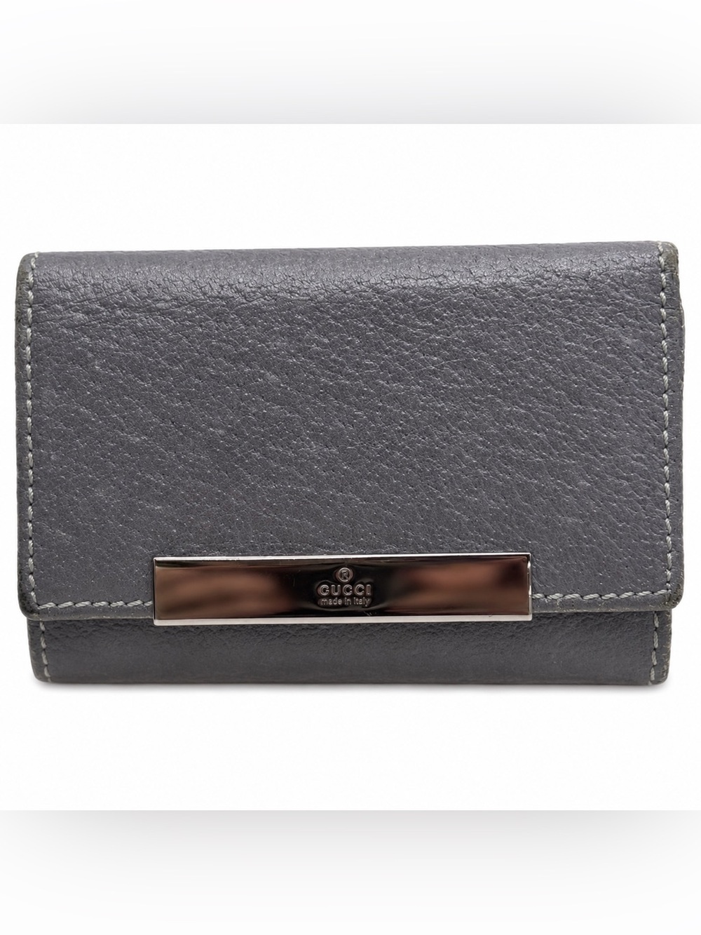 Gucci Gray Pebbled Leather 6 Hook Key Fob Made in Italy